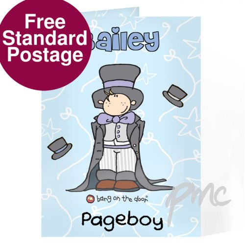 Personalised Bang On The Door Wedding Boy Card