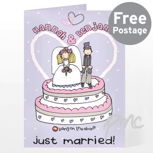 Personalised Bang On The Door Just Married Card