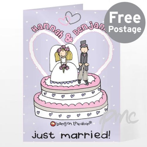 Personalised Bang On The Door Just Married Card