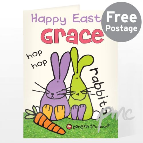 Personalised Bang on the Door Rabbit Card