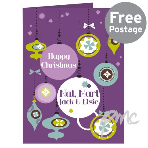 Personalised Retro Bauble Card