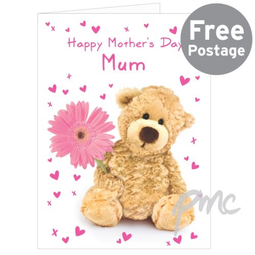 Personalised Teddy Flower Card
