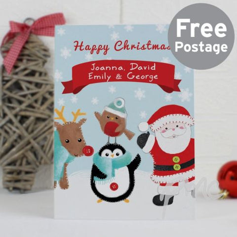 Personalised Felt Stitch Friends Christmas Card