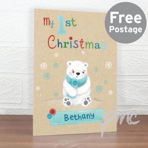 Personalised Polar Bear My 1st Christmas Card