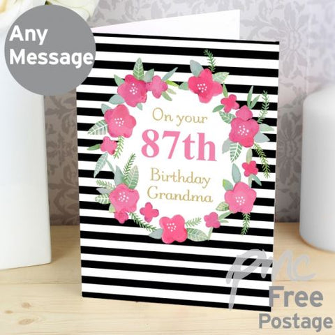 Personalised Floral Stripe Card