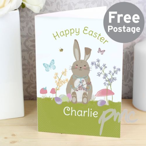 Personalised Easter Meadow Bunny Card