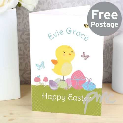 Personalised Easter Meadow Chick Card