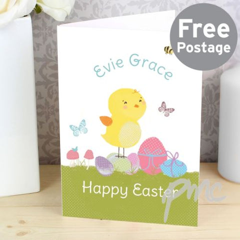 Personalised Easter Meadow Chick Card