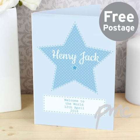 Personalised Stitch & Dot Baby Boy Card