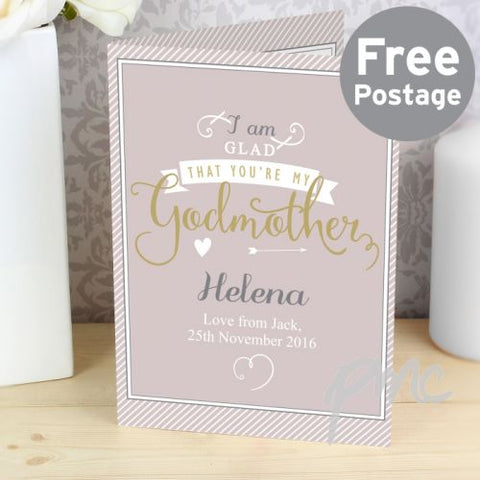Personalised I Am Glad... Godmother Card