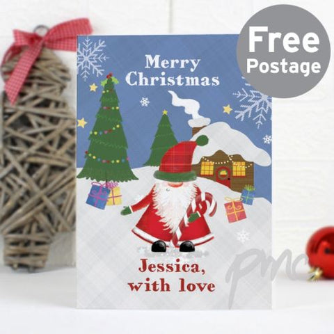 Personalised Tartan Santa Card
