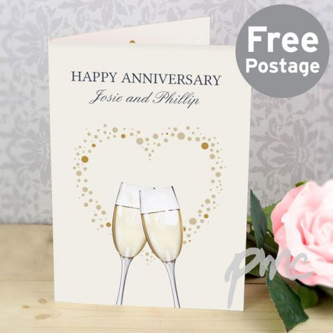 Personalised Gold Champagne Flutes Card