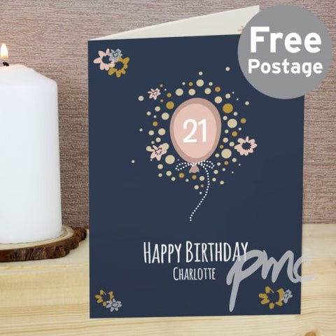 Personalised Rose Gold Balloon Card