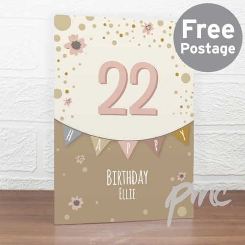 Personalised Rose Gold Bunting Card