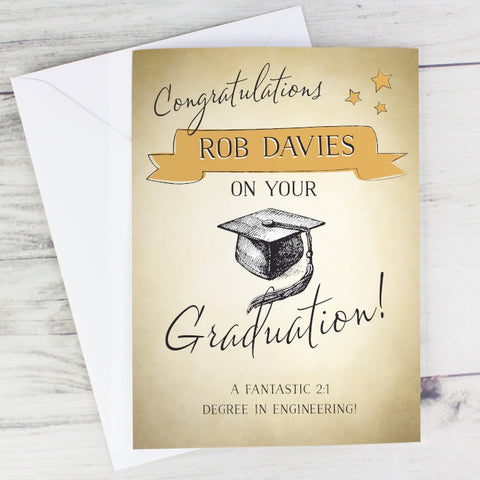 Personalised Gold Star Graduation Card