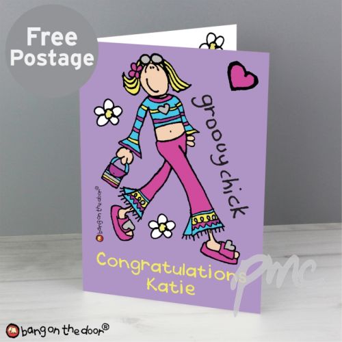 Personalised Bang on the Door Groovy Chick Card