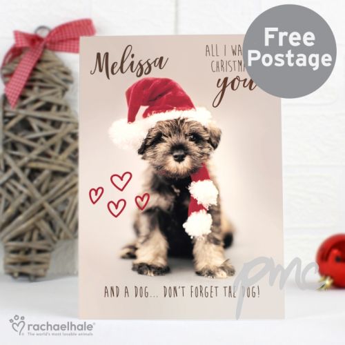 Personalised Rachael Hale 'All I Want For Christmas' Puppy Card