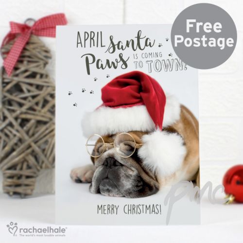 Personalised Rachael Hale Santa Paws Christmas Bulldog Card