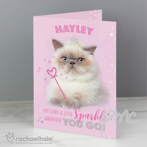 Personalised Rachael Hale Sparkle Cat Card