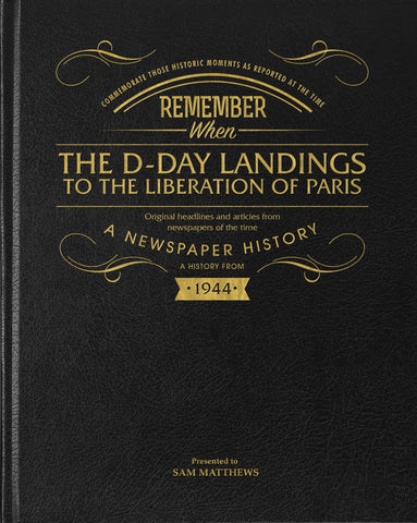 D-Day Landings Newspaper Book - Black Leather Cover