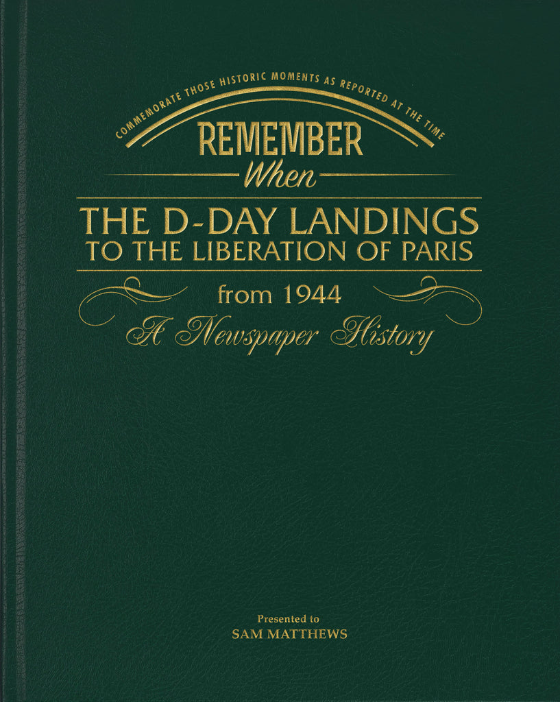 D-Day Landings Newspaper Book - Racing Green Leatherette