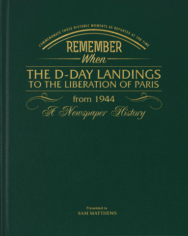 D-Day Landings Newspaper Book - Racing Green Leatherette