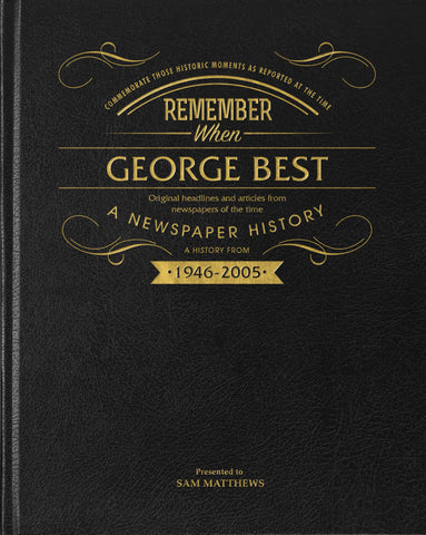 George Best Newspaper Book - Black Leather Cover