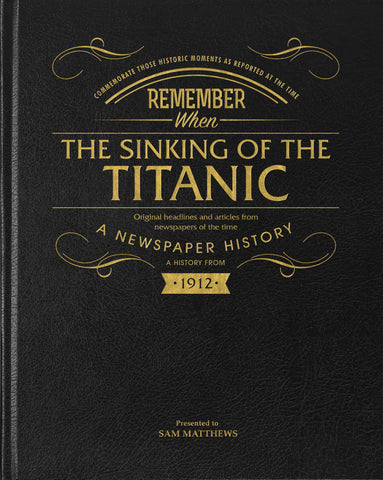 Titanic Newspaper Book - Black Leather Cover