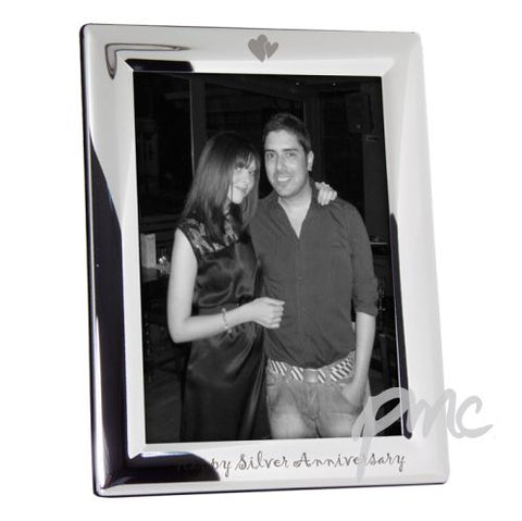 Silver Plated 5x7 Happy Silver Anniversary Photo Frame