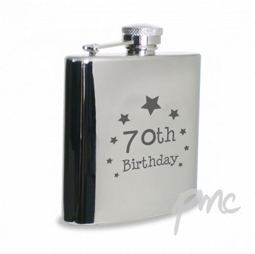 70th Birthday Hip Flask