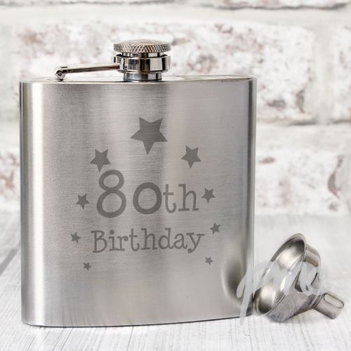 80th Birthday Hip Flask