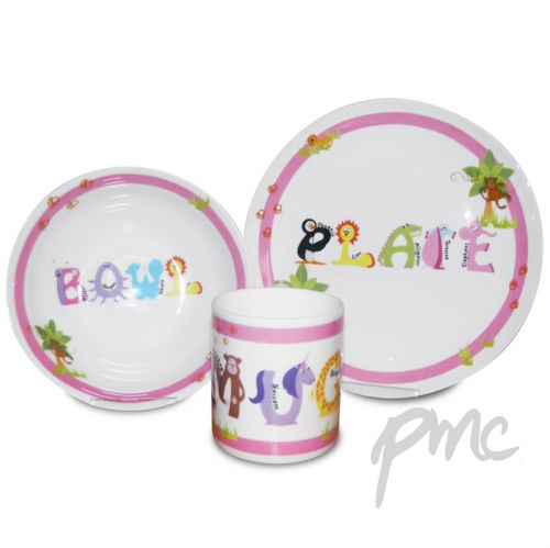Pink Animal Alphabet Breakfast Set
