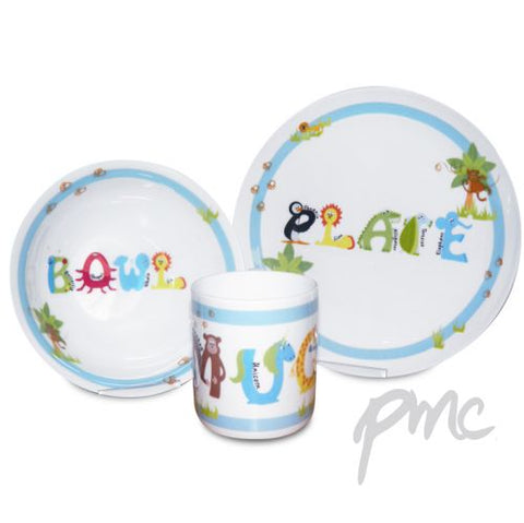 Blue Animal Alphabet Breakfast Set