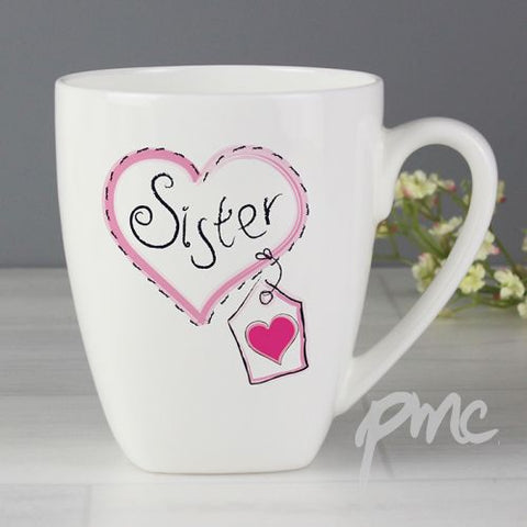 Sister Heart Stitch Latte Mug