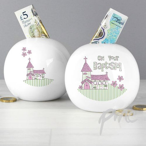 Pink Baptism Church Money Box
