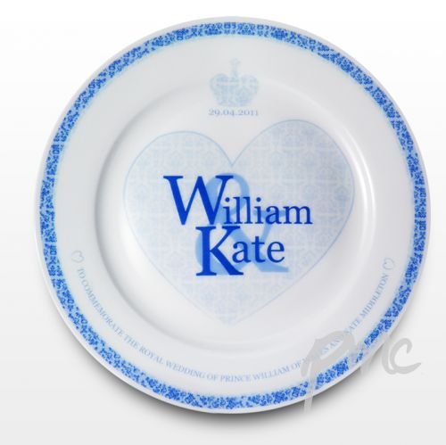 Royal Wedding Blue Heart 8"" Plate