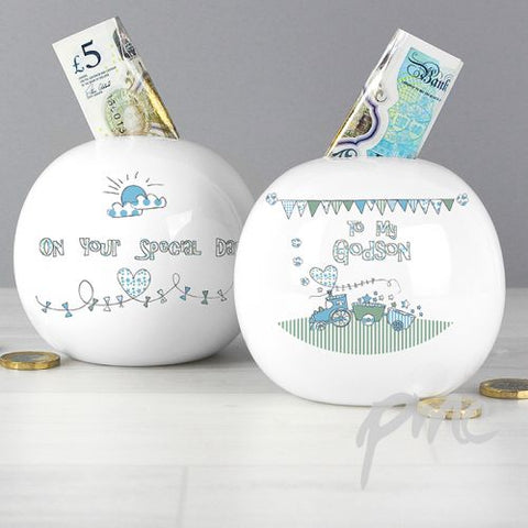 Whimsical Train Godson Money Box