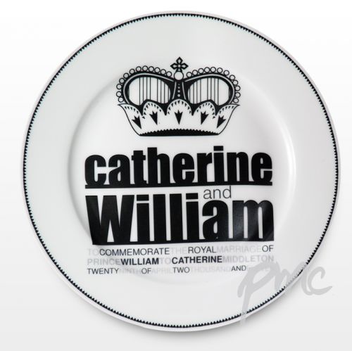 Royal Wedding Black Crown 8"" Plate