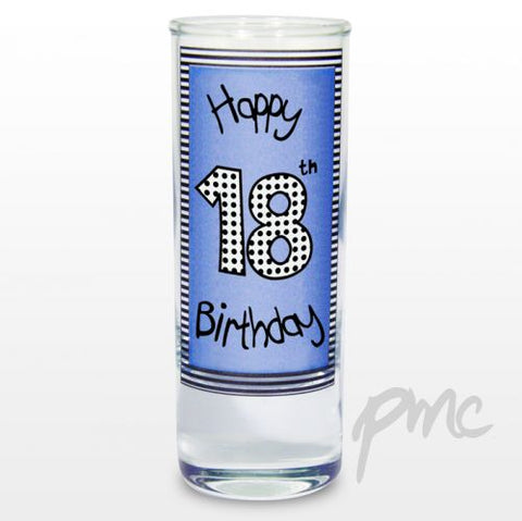 Blue 18th Happy Birthday Shot Glass