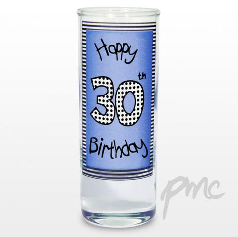Blue 30th Happy Birthday Shot Glass
