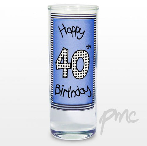 Blue 40th Happy Birthday Shot Glass