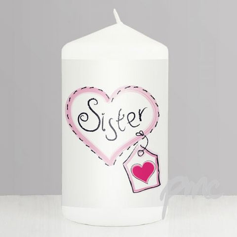 Sister Heart Stitch Candle