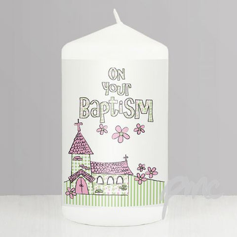 Pink Baptism Church Candle