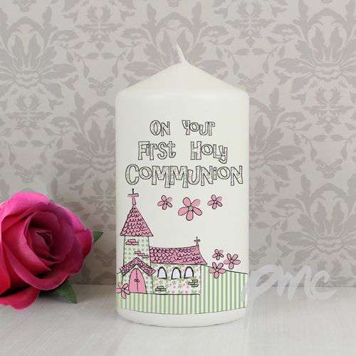 Pink First Holy Communion Church Candle