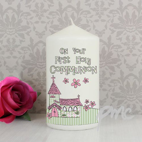 Pink First Holy Communion Church Candle