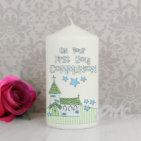 Blue First Holy Communion Church Candle