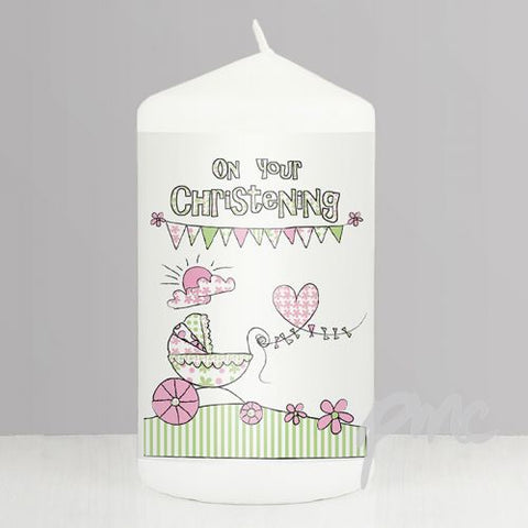 Whimsical Pram Christening Candle