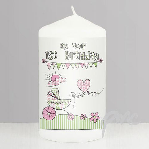 Whimsical Pram 1st Birthday Candle