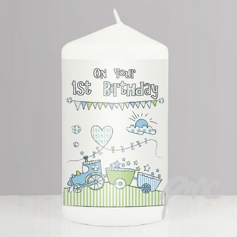 Whimsical Train 1st Birthday Candle