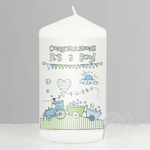 Whimsical Train It's a Boy Candle